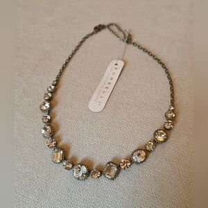 NWT Sorrelli Crystal Collar Necklace - Antique brass - Clear Stones